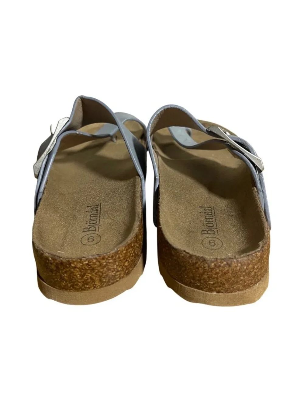 Björndal Laurie Sandals Womens 9 M Blue Slip-On Shoes Cork Footbed
